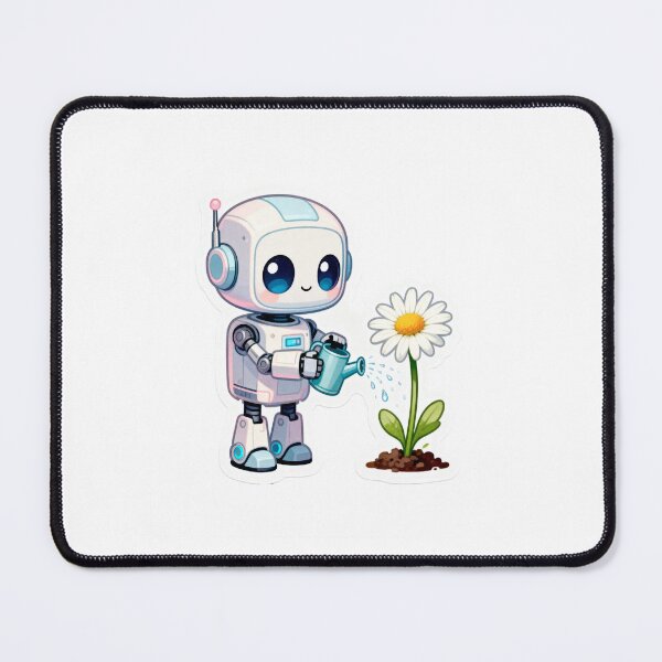 Item preview, Robot Celebrating a Flower's First Bloom designed and sold by OksArtStudio.