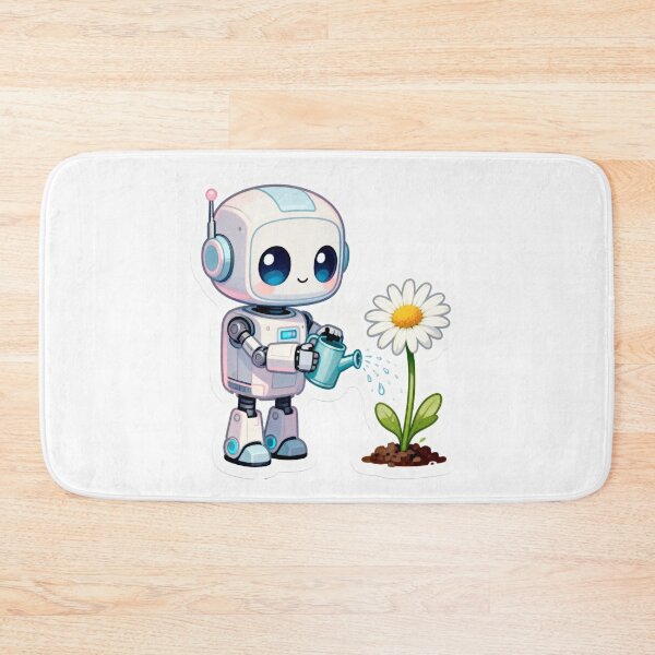 Item preview, Robot Celebrating a Flower's First Bloom designed and sold by OksArtStudio.