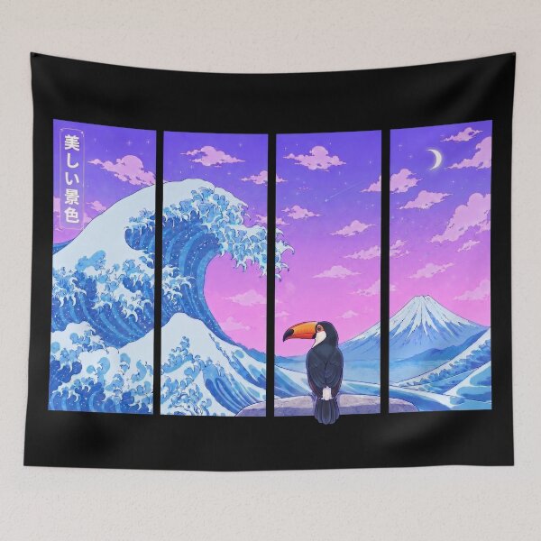 Item preview, Funny Toucan Japanese Kanagawa Wave Vapor Japan Boys Girls Kids designed and sold by FurryHavenPH.