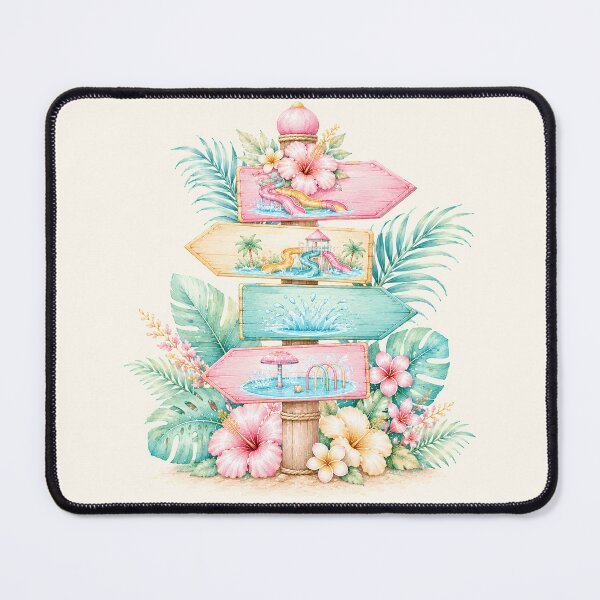 Item preview, Tropical Water Park Signpost | Pastel Summer Direction Signs Illustration designed and sold by looplandger.