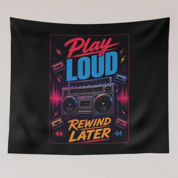 Item preview, Play Loud Rewind Later Retro Boombox Poster  designed and sold by Sketchlegacy.