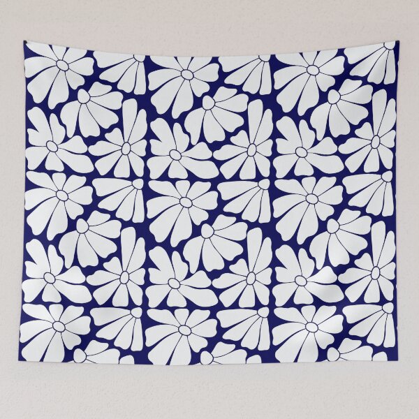 Item preview, Navy Blue Daisy Pattern designed and sold by imaniko.