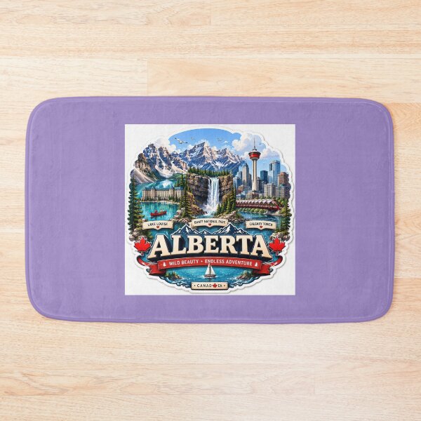 Item preview, Alberta Iconic Landmarks Colorful 3D Travel Label   designed and sold by PaintMeWorld.