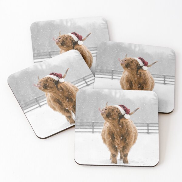 Item preview, Christmas Highland Cow Licking Snowflakes designed and sold by Maria Dryfhout.
