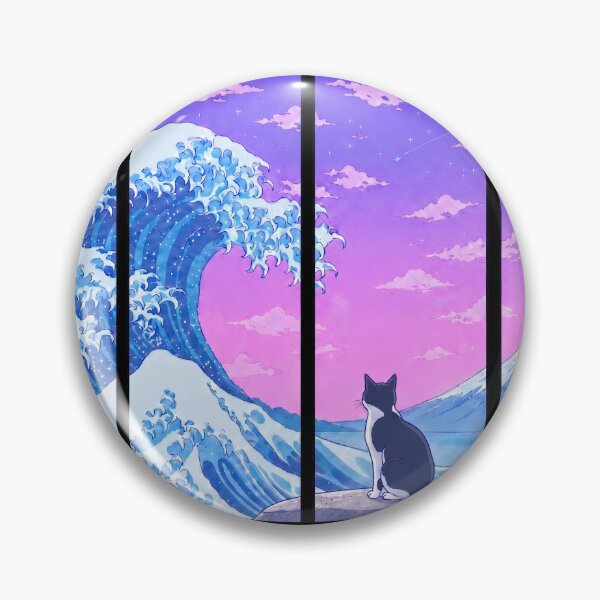 Item preview, Funny Tuxedo Cat Japanese Kanagawa Wave Vapor Japan Boys Girls Kids designed and sold by FurryHavenPH.