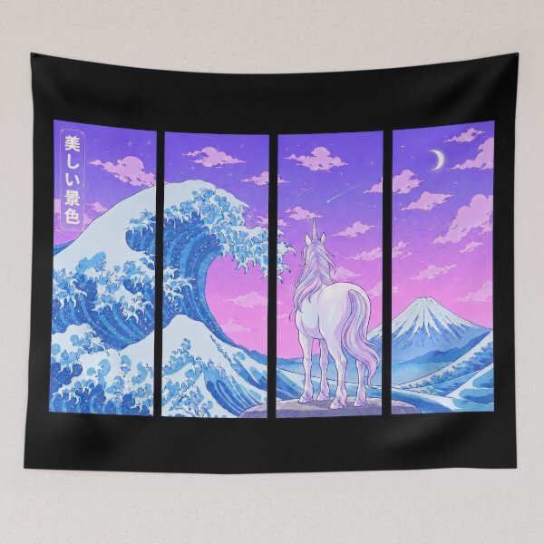 Item preview, Funny Unicorn Japanese Kanagawa Wave Vapor Japan Boys Girls Kids designed and sold by FurryHavenPH.