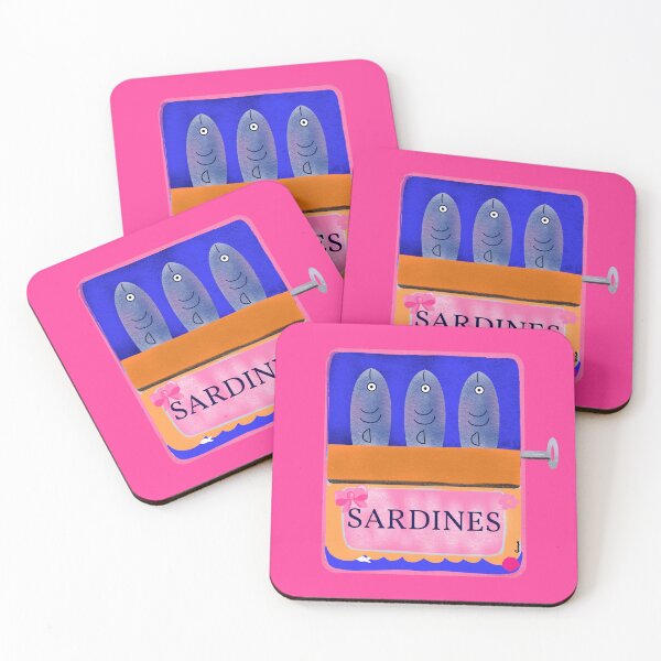 Item preview, Tinned Sardines Vintage style on bright pink background designed and sold by giulyz.