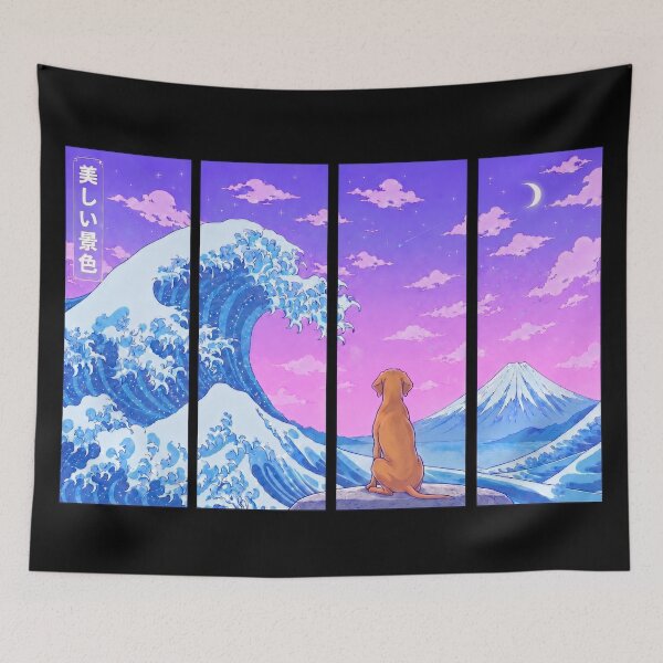 Item preview, Funny Vizsla Japanese Kanagawa Wave Vapor Japan Boys Girls Kids designed and sold by FurryHavenPH.