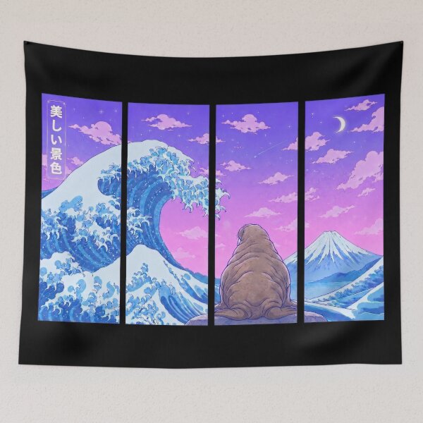 Item preview, Funny Walrus Japanese Kanagawa Wave Vapor Japan Boys Girls Kids designed and sold by FurryHavenPH.