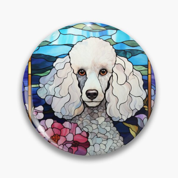 Item preview, Beautiful White Poodle Portrait Stained Glass Window Design designed and sold by pinkal.