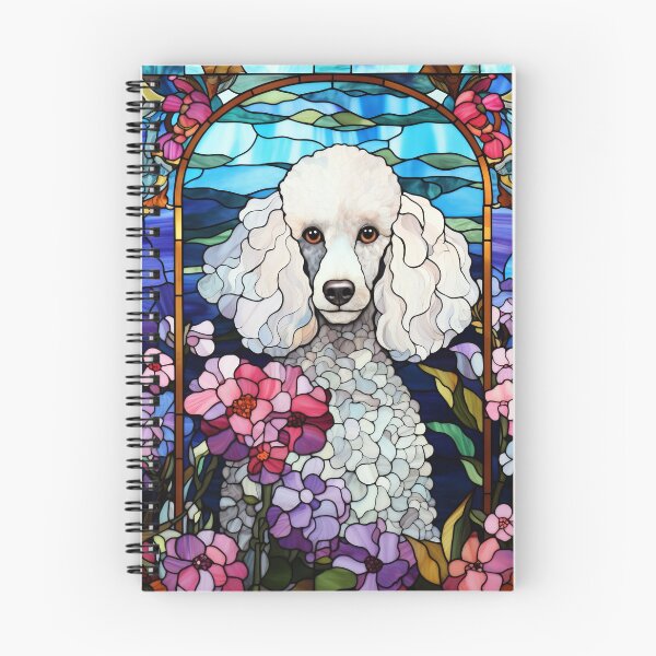 Item preview, Beautiful White Poodle Portrait Stained Glass Window Design designed and sold by pinkal.