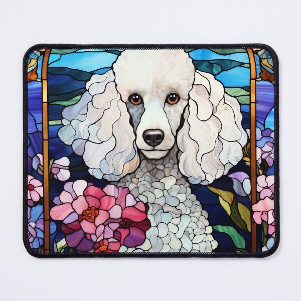 Item preview, Beautiful White Poodle Portrait Stained Glass Window Design designed and sold by pinkal.