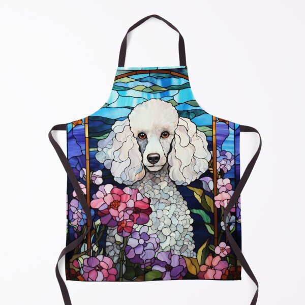 Item preview, Beautiful White Poodle Portrait Stained Glass Window Design designed and sold by pinkal.