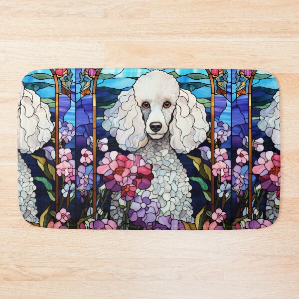 Item preview, Beautiful White Poodle Portrait Stained Glass Window Design designed and sold by pinkal.