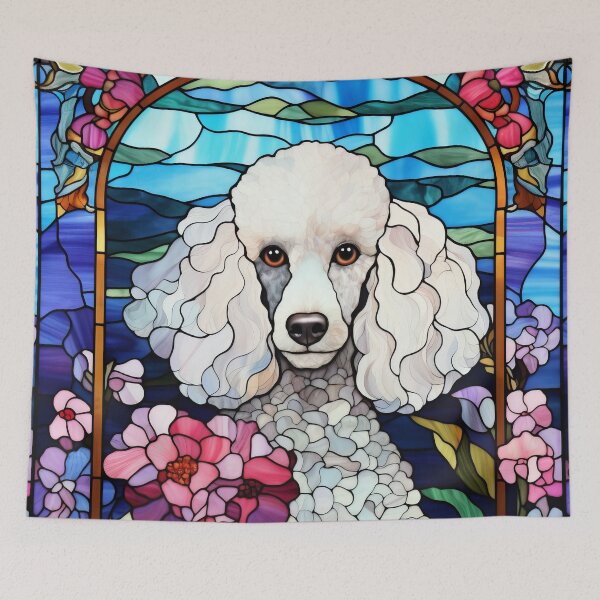Item preview, Beautiful White Poodle Portrait Stained Glass Window Design designed and sold by pinkal.
