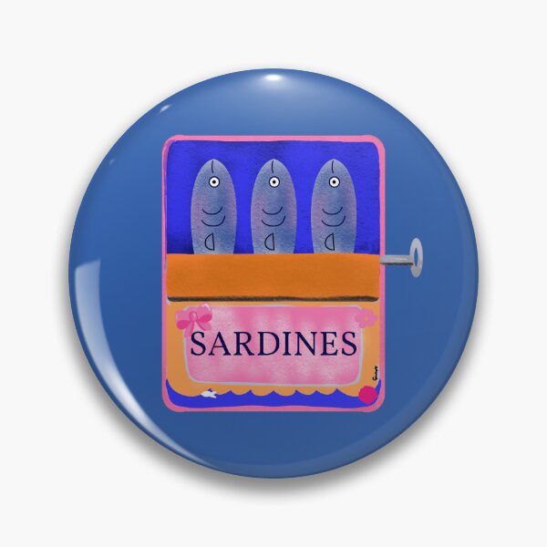 Item preview, Sardines in a tin Vintage on blue background designed and sold by giulyz.