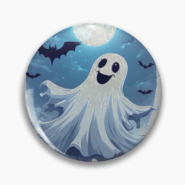Item preview, Cute Ghost Flying Over Graveyard Under Full Moon Halloween designed and sold by Cute Animals And Royal Art.
