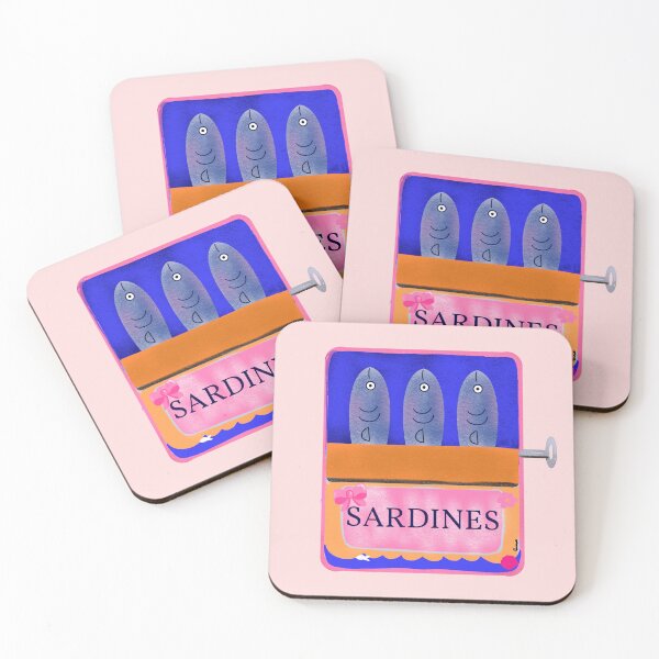 Item preview, Sardines in a Vintage Tin on pink background designed and sold by giulyz.