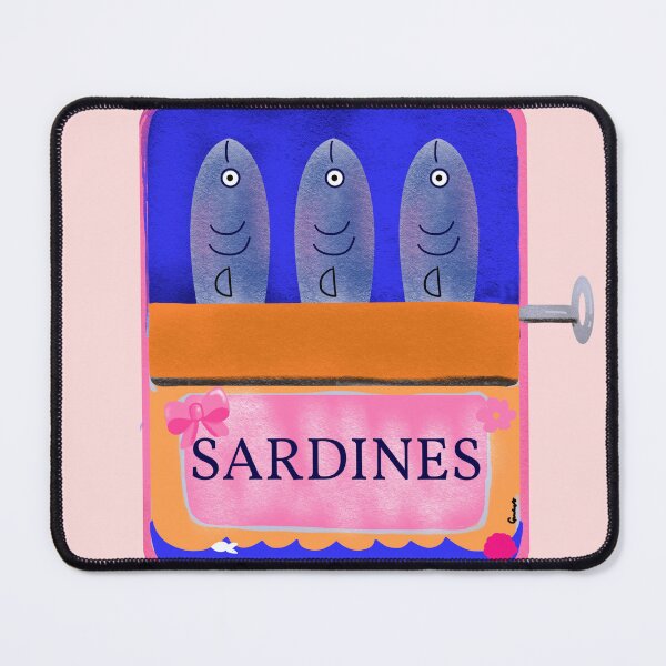 Item preview, Sardines in a Vintage Tin on pink background designed and sold by giulyz.