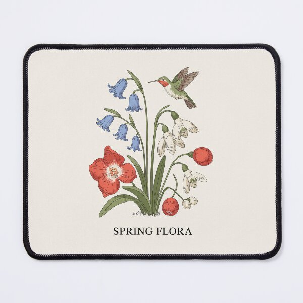 Item preview, Spring Flora Hummingbird and Bluebells Illustration designed and sold by NuvoraNest.
