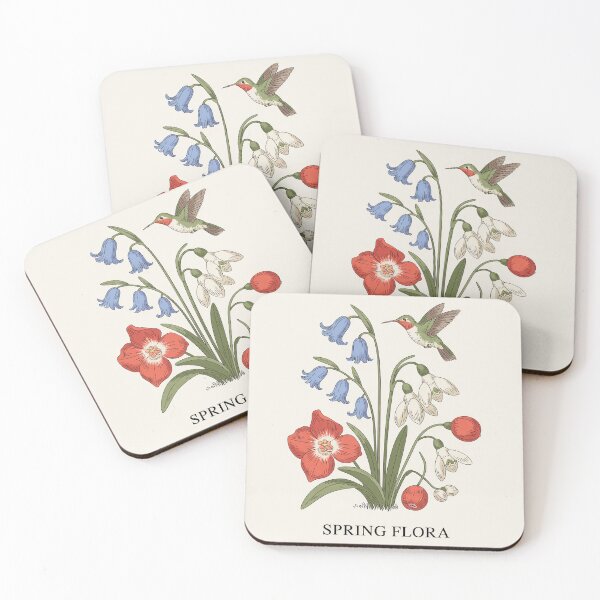 Item preview, Spring Flora Hummingbird and Bluebells Illustration designed and sold by NuvoraNest.
