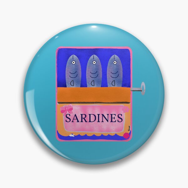 Item preview, Colorful Tinned Sardines on powder blue background designed and sold by giulyz.
