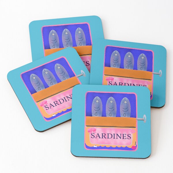 Item preview, Colorful Tinned Sardines on powder blue background designed and sold by giulyz.