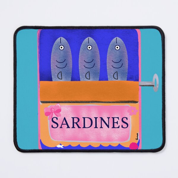 Item preview, Colorful Tinned Sardines on powder blue background designed and sold by giulyz.