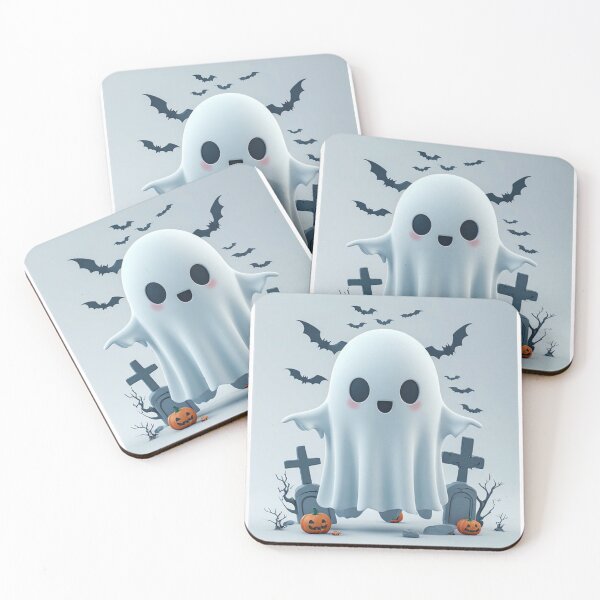 Item preview, Halloween Ghost With Bats And Haunted Graveyard Moon Design designed and sold by Cute Animals And Royal Art.