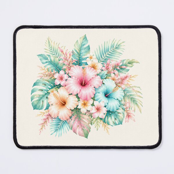 Item preview, Pastel Tropical Hibiscus Bouquet | Coastal Floral Summer Illustration designed and sold by looplandger.