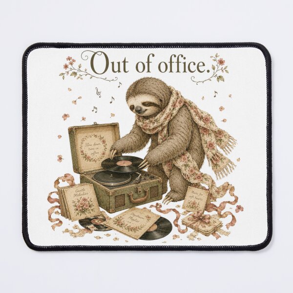 Item preview, Out Of Office Funny Sloth Vintage Record Player Aesthetic designed and sold by AQUILAKREO.