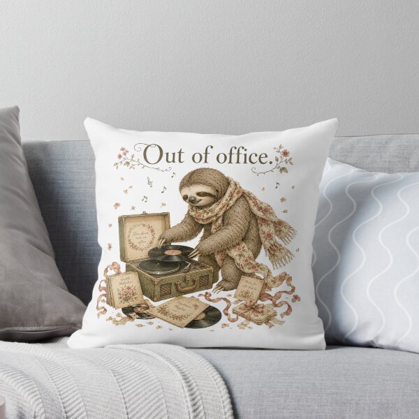 Item preview, Out Of Office Funny Sloth Vintage Record Player Aesthetic designed and sold by AQUILAKREO.
