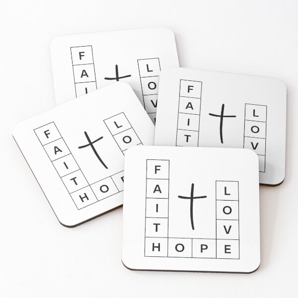 Item preview, Faith Hope Love Crossword Cross – Christian Inspirational Typography designed and sold by Stubblejumper Artworks.