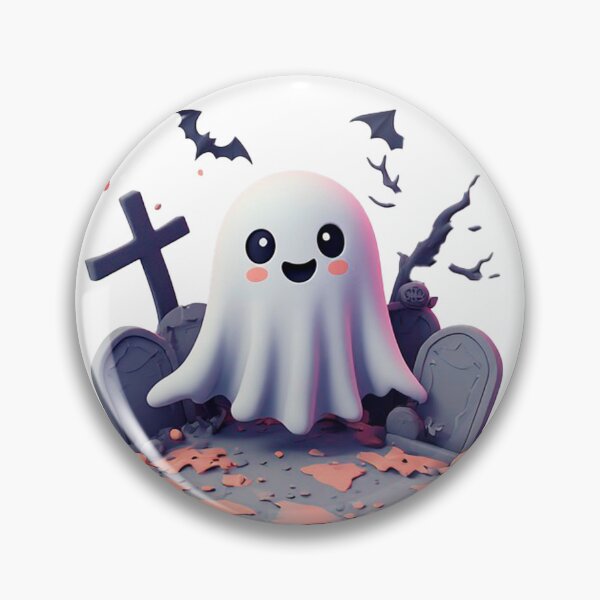 Item preview, Spooky Ghost Over Graveyard With Full Moon And Bats designed and sold by Cute Animals And Royal Art.