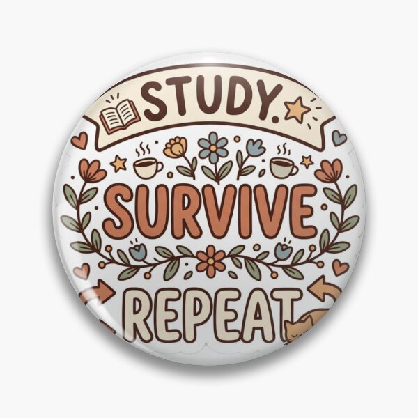 Item preview, Cozy Study Survive Repeat Aesthetic Sticker designed and sold by SweetieMedArt.