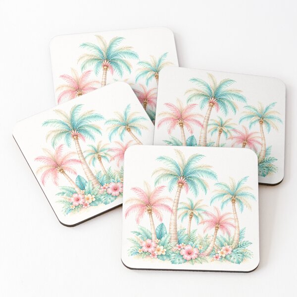 Item preview, Pastel Tropical Palm Trees | Beach Paradise Summer Illustration designed and sold by looplandger.