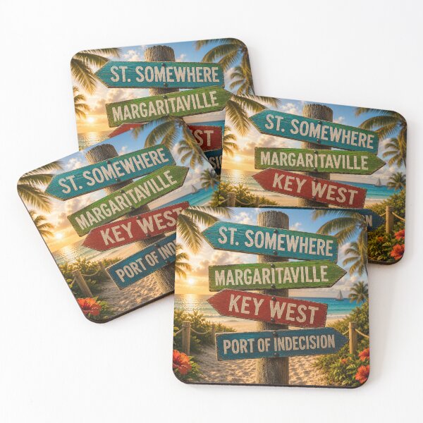 Item preview, St Somewhere Margaritaville Key West Port of Indecision Signpost - 9216x9216 designed and sold by darky72.