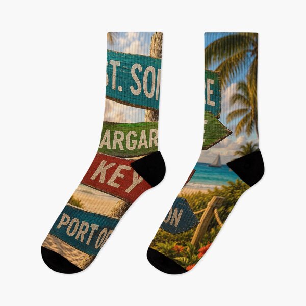 Item preview, St Somewhere Margaritaville Key West Port of Indecision Signpost - 9216x9216 designed and sold by darky72.