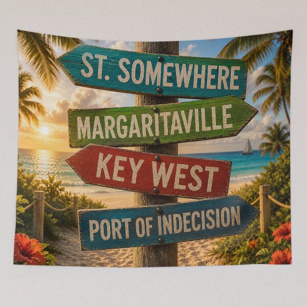 Item preview, St Somewhere Margaritaville Key West Port of Indecision Signpost - 9216x9216 designed and sold by darky72.