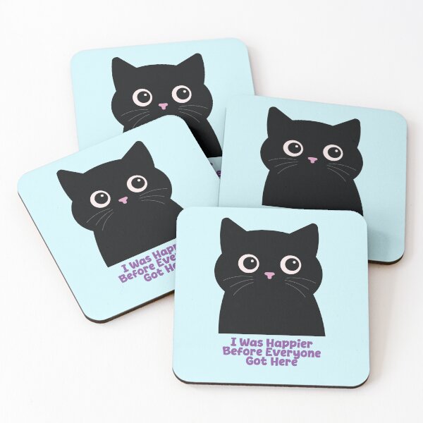 Item preview, I Was Happier Before Everyone Got Here Funny Black Cat Introvert Design designed and sold by Hallowed Artistry.