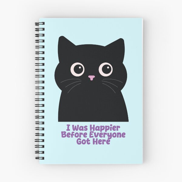 Item preview, I Was Happier Before Everyone Got Here Funny Black Cat Introvert Design designed and sold by Hallowed Artistry.