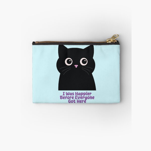 Item preview, I Was Happier Before Everyone Got Here Funny Black Cat Introvert Design designed and sold by Hallowed Artistry.