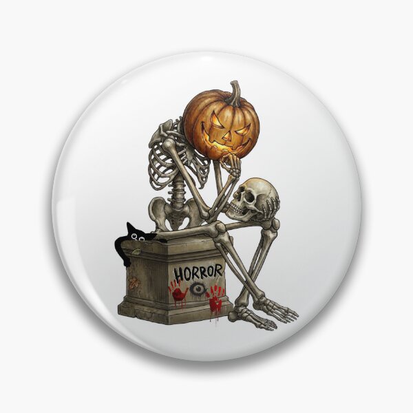 Item preview, Halloween illustration of a thinking skeleton with a pumpkin head designed and sold by VibranPalette.
