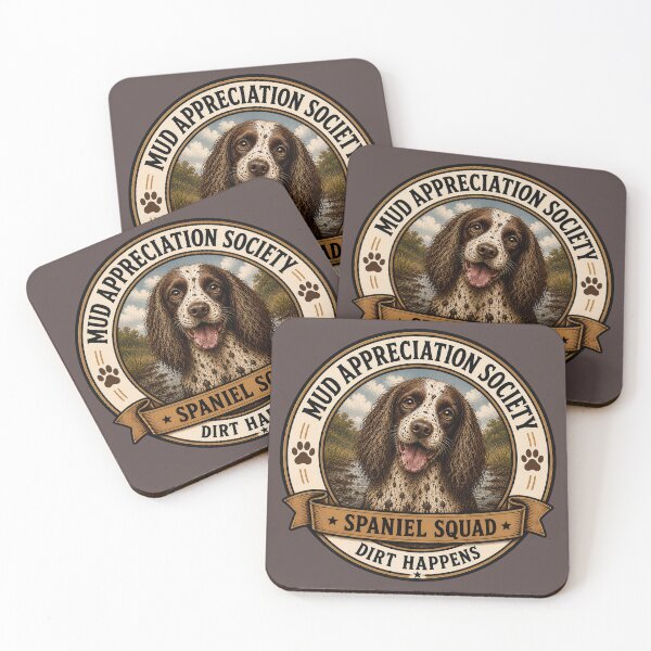 Item preview, Mud Appreciation Society - Spaniel Squad -Dirt Happens/ Funny Springer Spaniel Dog Badge Logo  designed and sold by Halejo68.