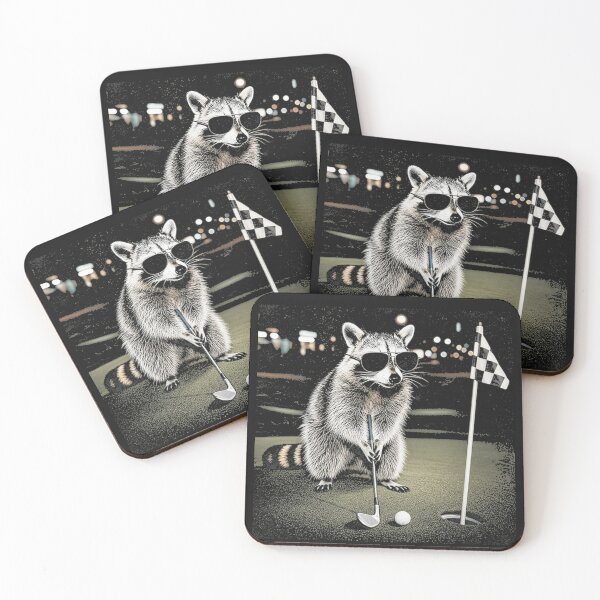 Item preview, Raccoon Sunglasses Putting Course Activity Funny designed and sold by Tsugraf Designs.