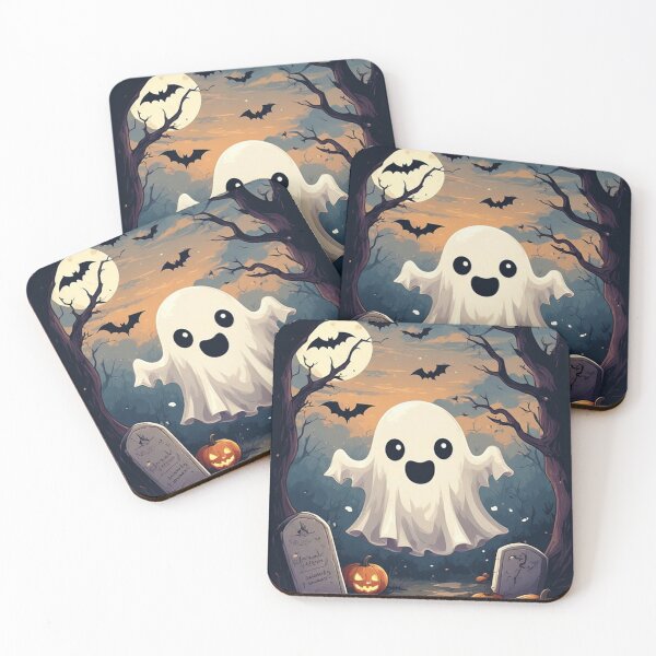 Item preview, Ghost In Haunted Graveyard Under Moonlight Halloween Design designed and sold by Cute Animals And Royal Art.