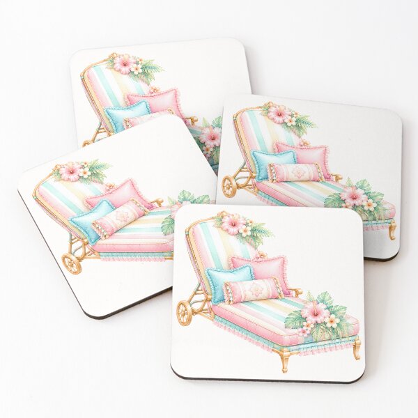 Item preview, Luxury Tropical Pool Lounge Chair | Pastel Resort Summer Illustration designed and sold by looplandger.