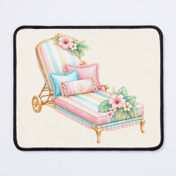 Item preview, Luxury Tropical Pool Lounge Chair | Pastel Resort Summer Illustration designed and sold by looplandger.
