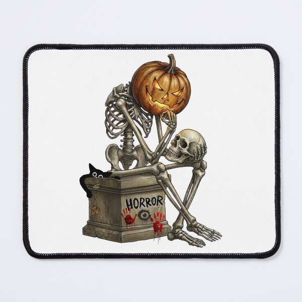 Item preview, Halloween illustration of a thinking skeleton with a pumpkin head designed and sold by VibranPalette.