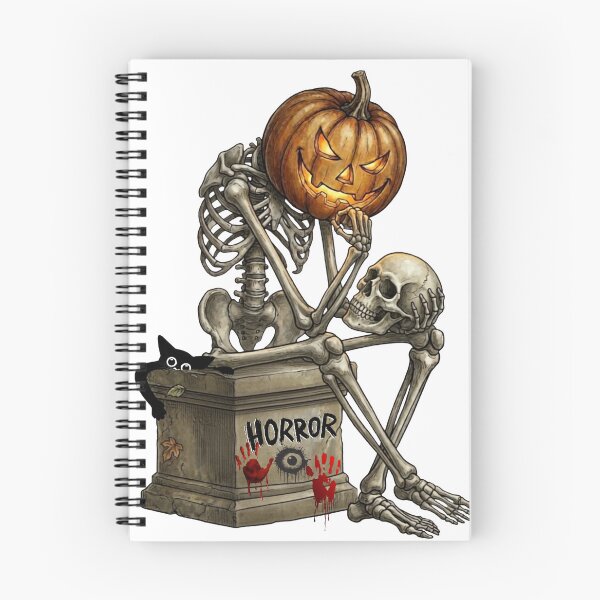 Item preview, Halloween illustration of a thinking skeleton with a pumpkin head designed and sold by VibranPalette.